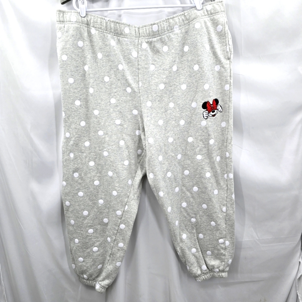 Disney Parks Minnie Mouse Polka Dot Embroidered Minnie Womens Sweatpants Size 2X